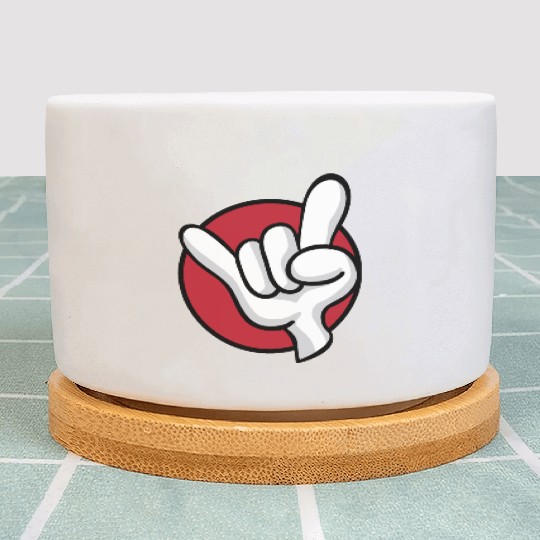 Rock On Heavy Metal Hard Rock Hand Sign Cartoon Plant Pots