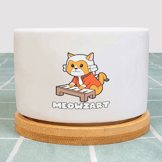 Meowzart Kitty Piano Funny Cat Pun Classical Music Plant Pots