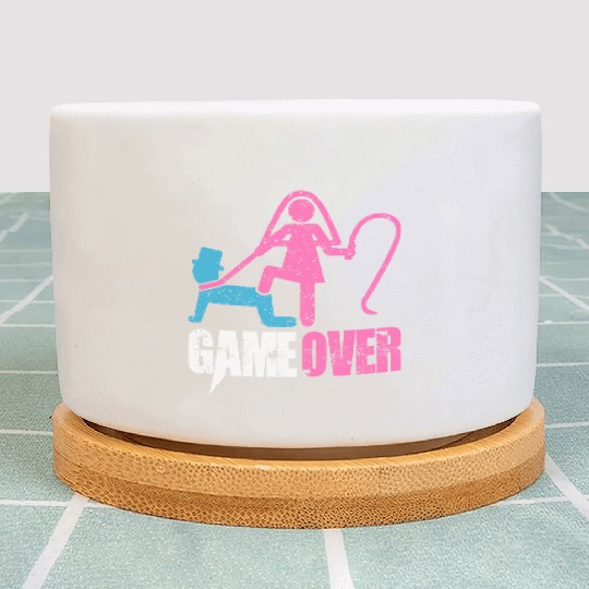 Funny Bride and Groom Meme & Quote Plant Pots "Game