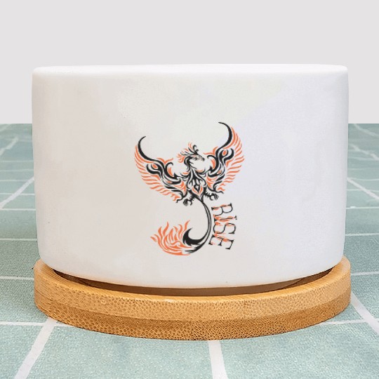 PHOENIX tattoo / Tribal art - Black and Orange Plant Pots