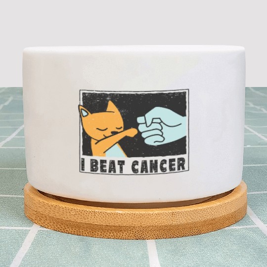 cut little Cat Cancer Survivor I Beat Cancer Plant Pots