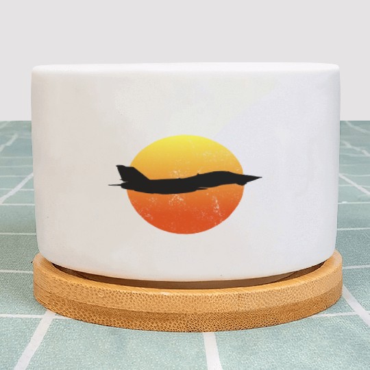 F-14 Tomcat Silhouette Retro Sunset Military F14 Plant Pots