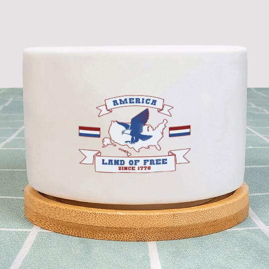 America - Land Of Free Since 1776 Plant Pots