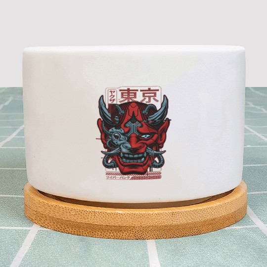 Japanese Cyber Oni Mask & Robot Hannya Mask Demon Plant Pots