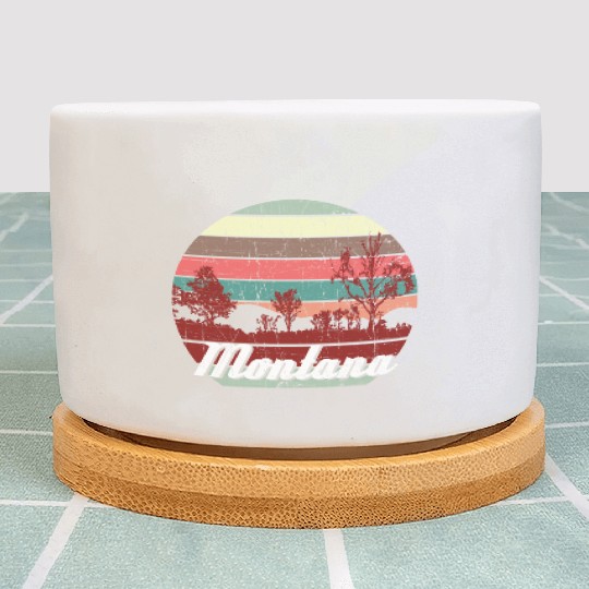 Retro Color Distressed Design Montana Travel Campi Plant Pots