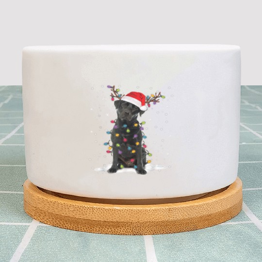 Black Lab Labrador Christmas Tree Light Pajama Dog Plant Pots