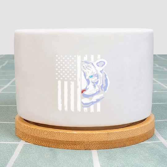 4th Of July American Flag White Tiger Plant Pots