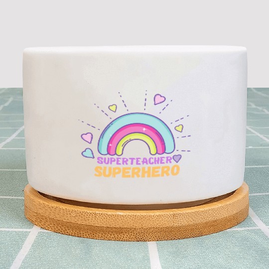 Superteacher Superhero Funny Teacher Plant Pots