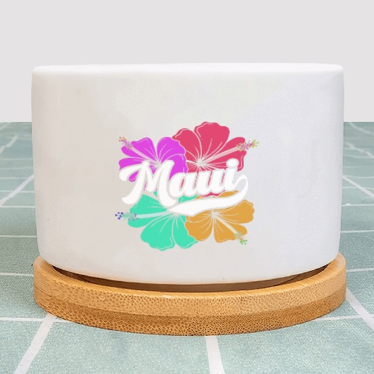 Maui Hawaii With Hawaiian Hibiscus Flowers Plant Pots