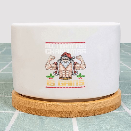 All I Want For Christmas Is Gains Workout Gym Plant Pots