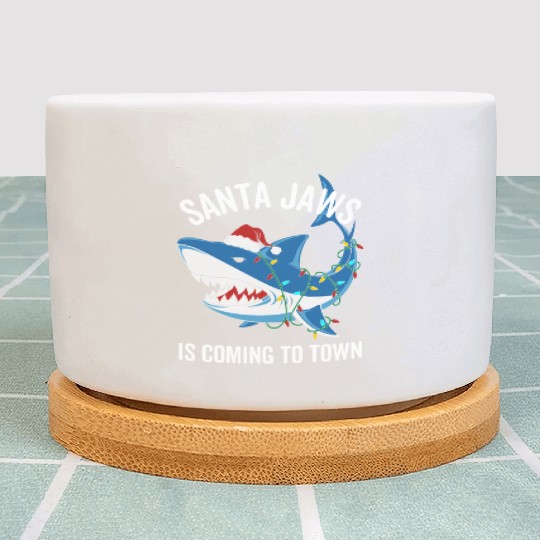 Santa Jaws Is Coming To Town Funny Christmas Shark Plant Pots