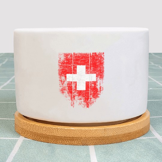 Switzerland Swiss Flag Vintage Distressed Graphic Plant Pots