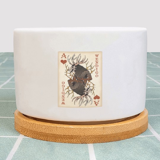 Wendigo Playing Card - Ace of Hearts Cryptid Art Plant Pots