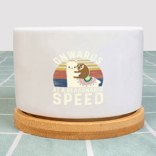 Vintage Style Sloth Riding Alpaca - Funny Llama Plant Pots