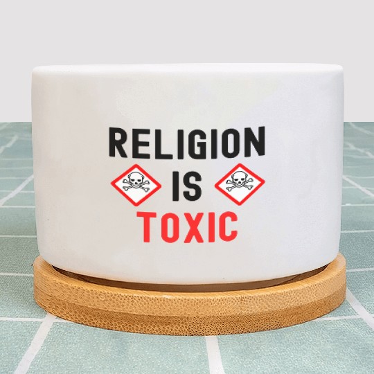 RELIGION Is TOXIC Skull Crossbones toxicity symbol Plant Pots