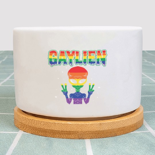 LGBT Funny Gay Alien Gaylien Rainbow Pride Gift Plant Pots
