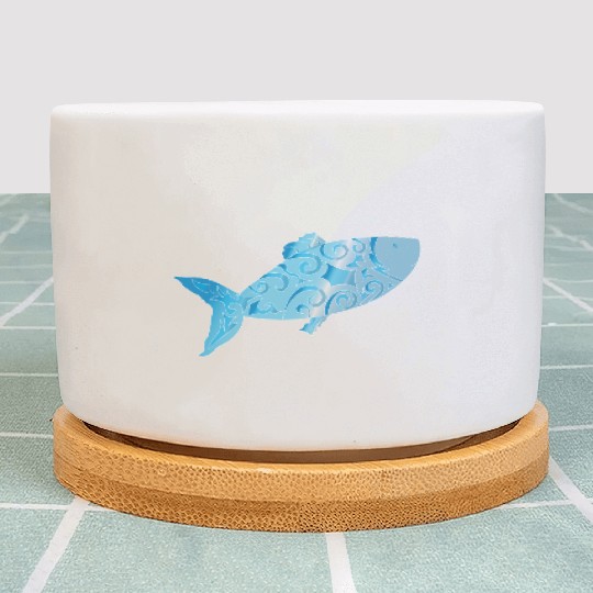 Artsy blue fish Plant Pots