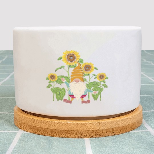 Gnome Sunflower Gardening Gnomes Plant Pots