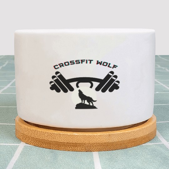 Funny lovely vintage Crossfit wolf with weights Plant Pots