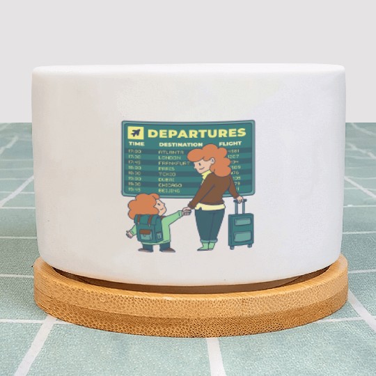 Airport Departures Flight Mom and Son traveling Ai Plant Pots