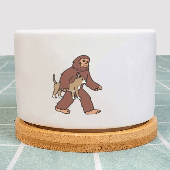 Bigfoot Sasquatch Walking Chihuahua Plant Pots