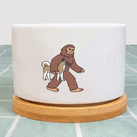 Bigfoot Sasquatch Walking Akita Plant Pots
