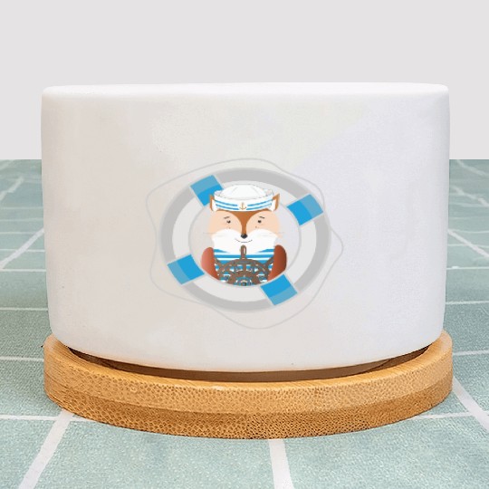 cute fox as a sailor in marine look Plant Pots
