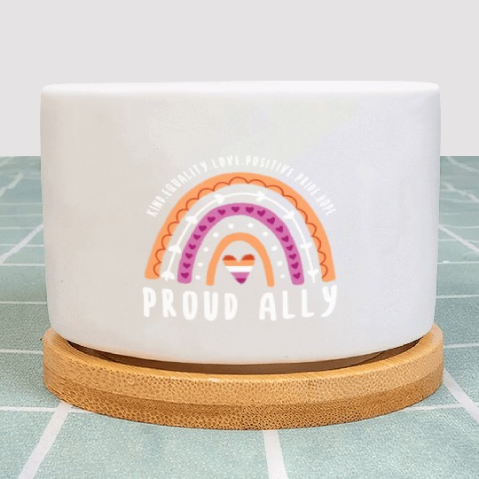 Proud Ally Lesbian Pride Rainbow Plant Pots