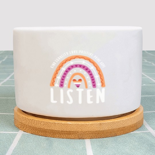 Listen Lesbian Pride Rainbow Plant Pots