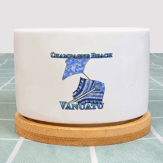 Champagne Beach Vacation Tribal Stingrays Plant Pots