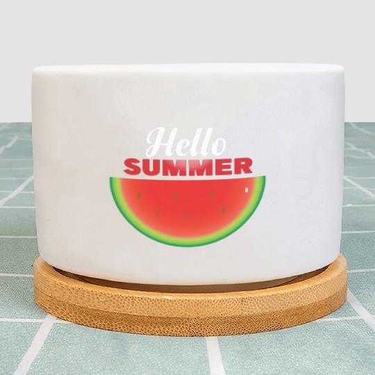 Hello Summer, Hello summer slogan on watermelon Plant Pots