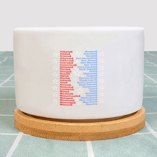 Patriotic Fifty States Red White Blue Plant Pots