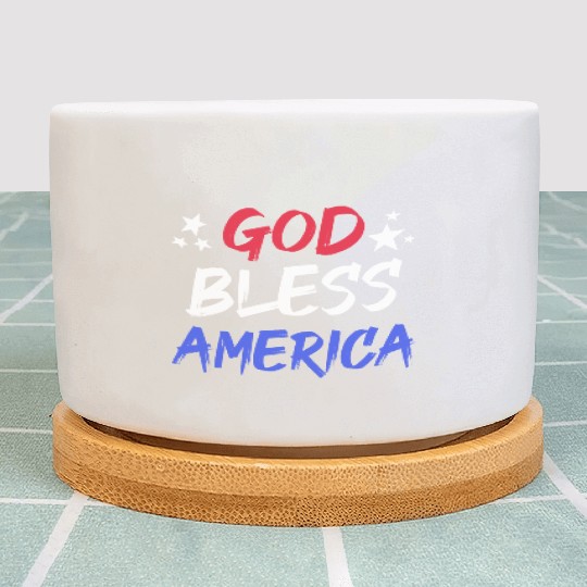 Patriotic USA God Bless America Plant Pots