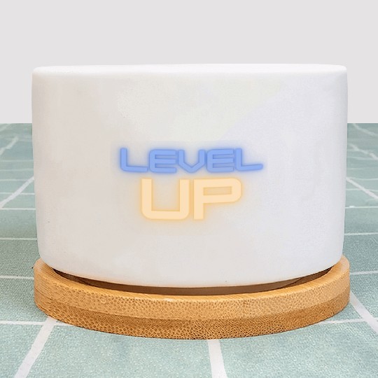 Black Level Up Neon Typography Plant Pots