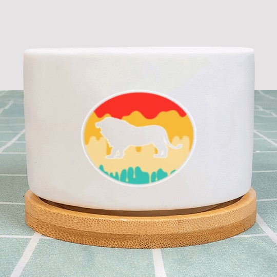 lion retro Plant Pots