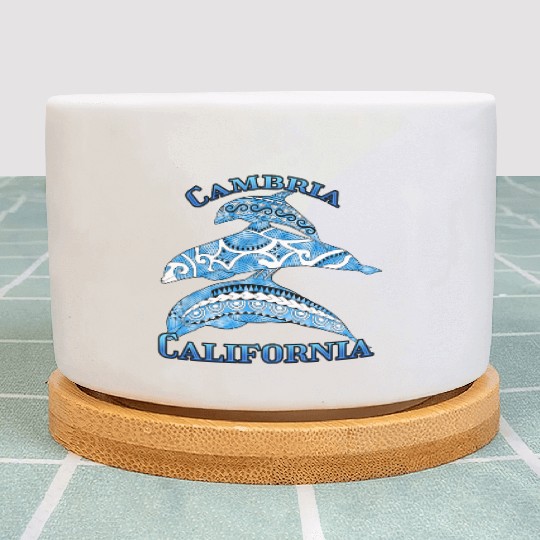 Cambria California Vacation Tribal Dolphins Plant Pots
