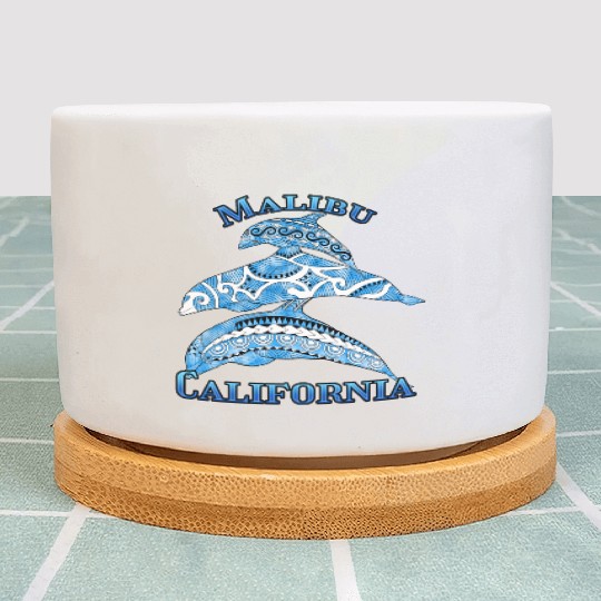 Malibu California Vacation Tribal Dolphins Plant Pots