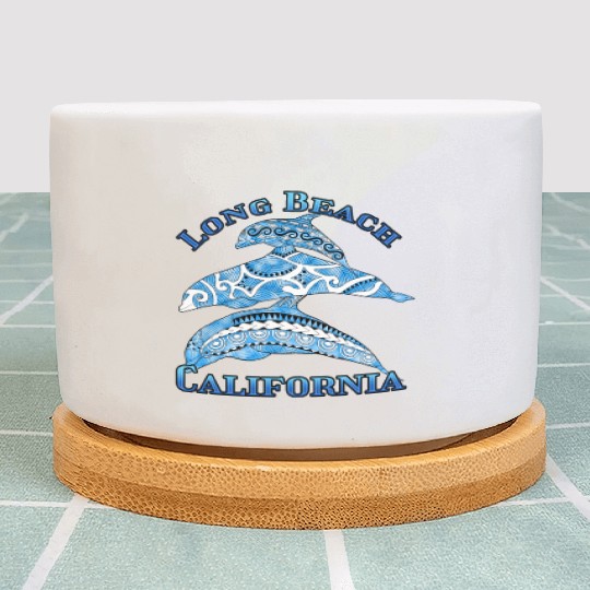 Long Beach California Vacation Tribal Dolphins Plant Pots