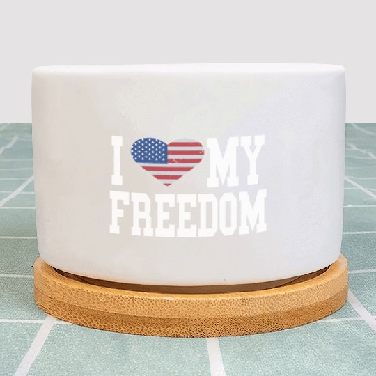 Patriotic American Flag I Heart Freedom, I Love Plant Pots
