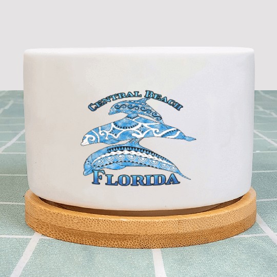 Central Beach Florida Vacation Tribal Dolphins Plant Pots