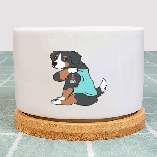 I Love Dad Bernese Mountain Dog Plant Pots