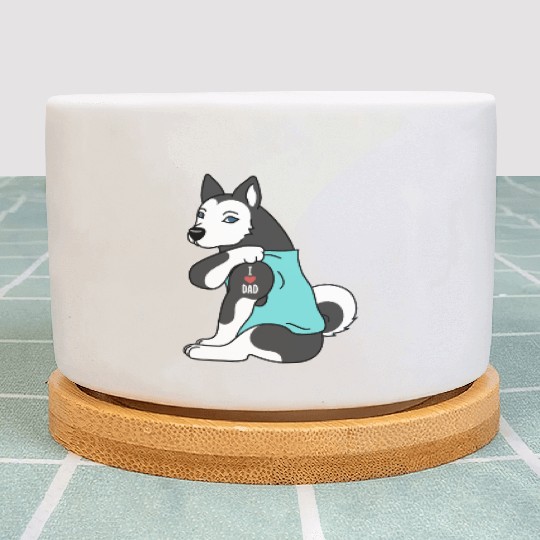 I Love Dad Husky Plant Pots