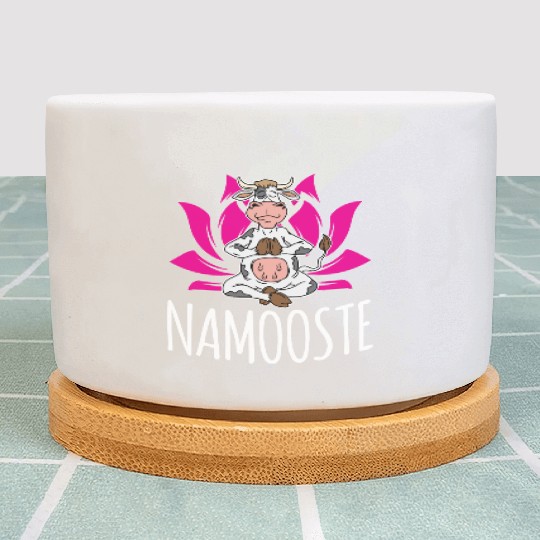 Namooste Cute Funny Silly Yoga Cow Namaste Gift Plant Pots