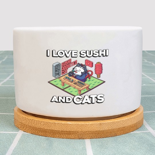 I Love Sushi And Cats, Sushi Lover, Japan, Plant Pots