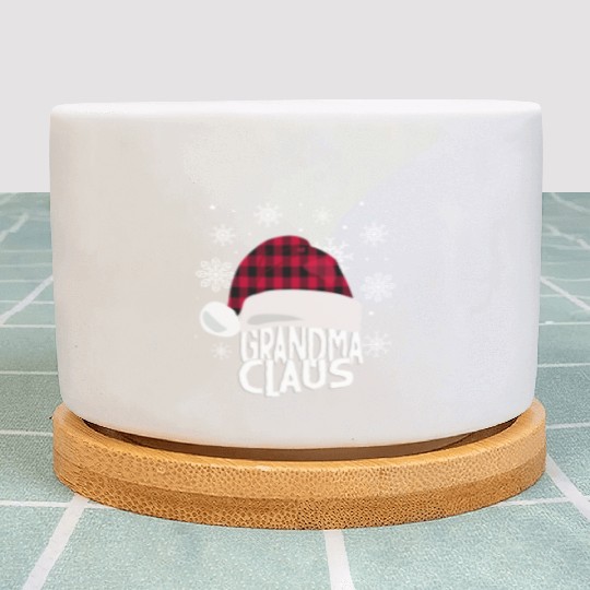 Womens Grandma Claus Christmas Buffalo Plaid Plant Pots