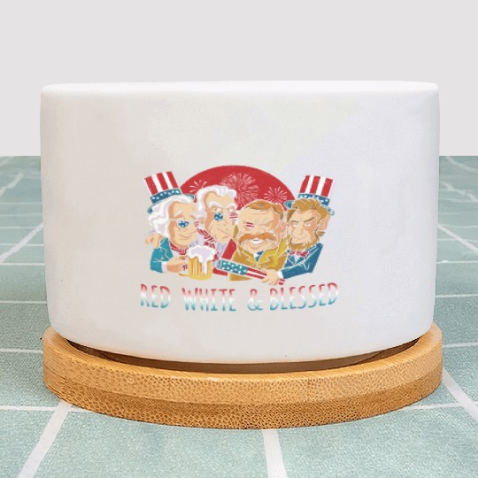 Blessed America American President USA 4th Of July Plant Pots