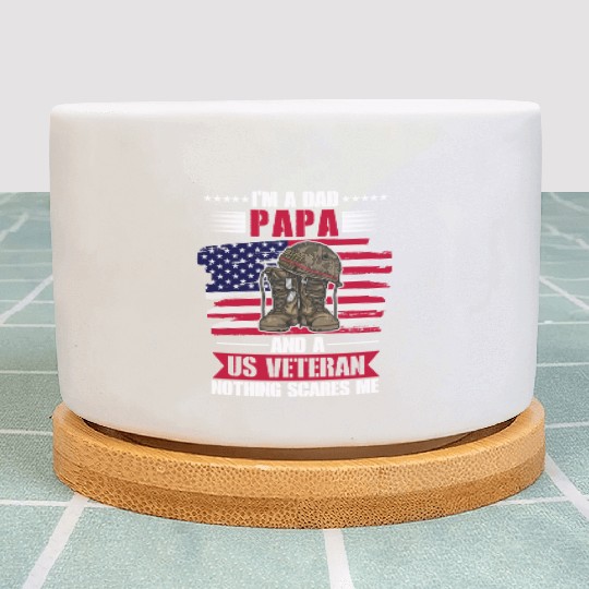 US Veteran Dad American Flag Patriotic Plant Pots