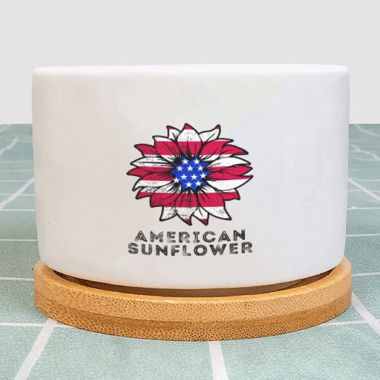American Sunflower Flag Of America Plant Pots
