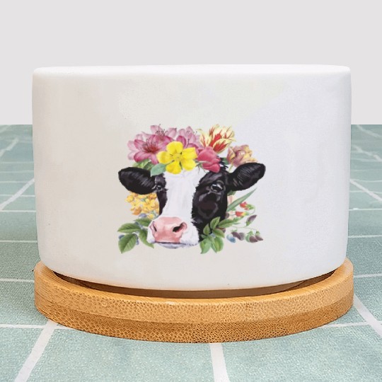 Cow Floral Cow Spring Nature Lovers Plant Pots
