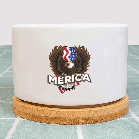 Merica 4th of July Bald Eagle USA American Fla Plant Pots
